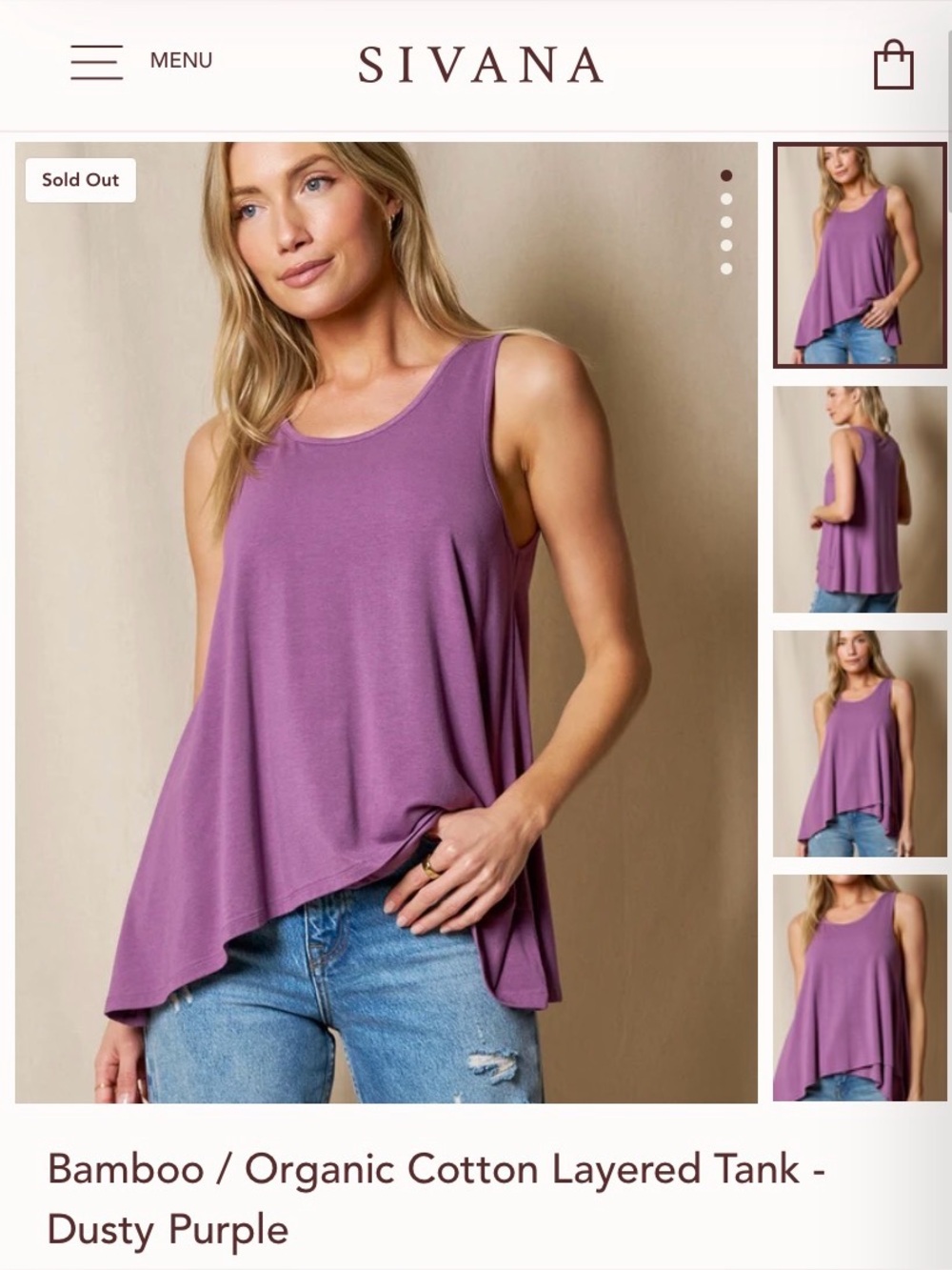 Saivana Purple Layered Bamboo-Organic Cotton Tank - asymmetrical